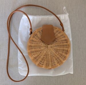 J. McLaughlin Round Woven Rattan Crossbody Bag